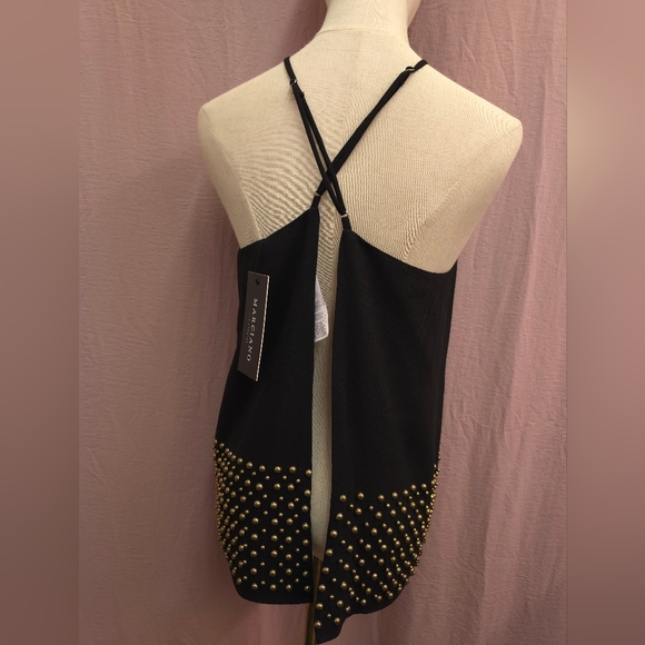 GUESS by Marciano Women's Cosmo Gold Stud Open-Back Halter Tank- Black- L NWT - Picture 8 of 12